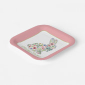 Pink and Blue Wildflower Easter Rabbit ペーパープレート (傾斜あり)