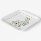 Pink and Blue Wildflower Easter Rabbit ペーパープレート (傾斜あり)