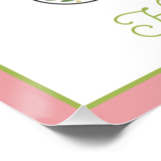 Pink and Blue Wildflower Easter Rabbit ポスター (コーナー)