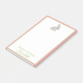 Pink and Blue Wildflower Easter Rabbit ポストイット (アングル)