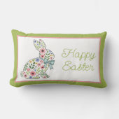 Pink and Blue Wildflower Easter Rabbit ランバークッション (正面)