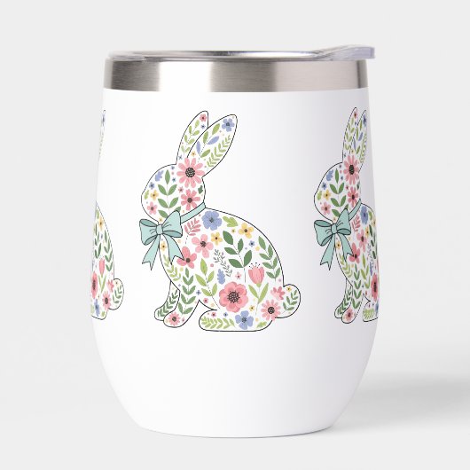 Pink and Blue Wildflower Easter Rabbits (左面)