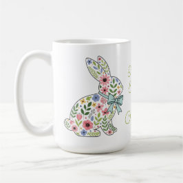 Pink and Blue Wildflower Easter Rabbits コーヒーマグカップ