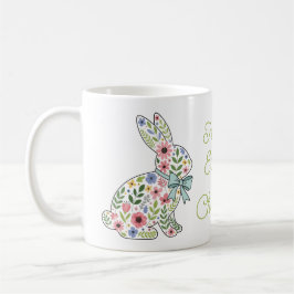 Pink and Blue Wildflower Easter Rabbits コーヒーマグカップ