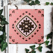 Pink and Brown Beige Medallion Geometric Pattern タイル
