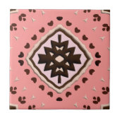 Pink and Brown Beige Medallion Geometric Pattern タイル (正面)