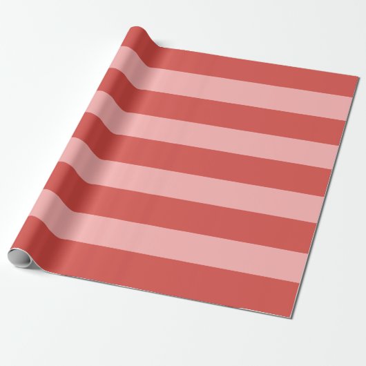 Pink and Coral Awning Stripes ラッピングペーパー (アンロールド)