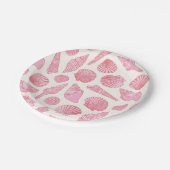 Pink and Coral Painted Coastal Seashells ペーパープレート (アングル)