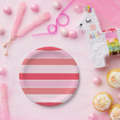 Pink and Coral Stripes ペーパープレート (パーティー)