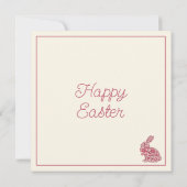 Pink and Cream Chinoiserie Easter Rabbit ノートカード (裏面)
