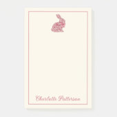 Pink and Cream Chinoiserie Easter Rabbit ポストイット (正面)
