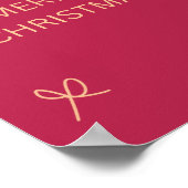 Pink and Cream Illustrated Bow Merry Christmas ポスター (角)