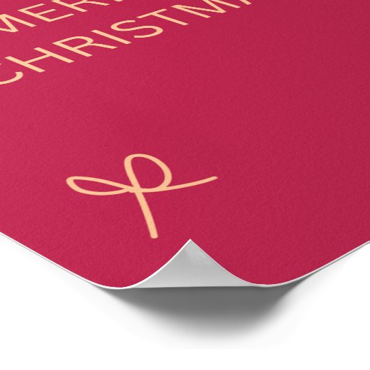 Pink and Cream Illustrated Bow Merry Christmas ポスター (角)