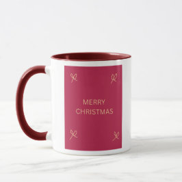 Pink and Cream Illustrated Bow Merry Christmas Mug マグカップ
