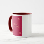 Pink and Cream Illustrated Bow Merry Christmas Mug マグカップ (正面左)