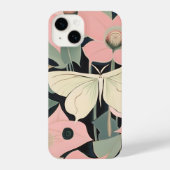 Pink and Cream - Luna Moth and Moonflowers   iPhoneケース (裏面)