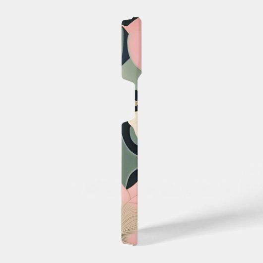 Pink and Cream - Luna Moth and Moonflowers   iPhoneケース (右側面)