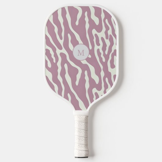 Pink and cream Modern Abstract Wavy Lines Pattern ピックルボールラケット (正面)