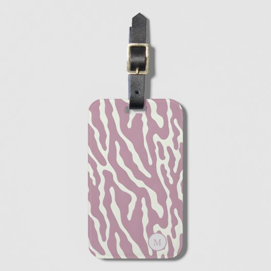 Pink and cream Modern Abstract Wavy Lines Pattern  ラゲッジタグ (正面縦)