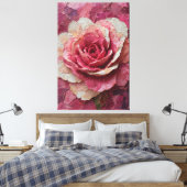 Pink and Cream Rose Texture Abstract Wall Art キャンバスプリント (インサイチュ (寝室))