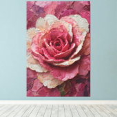 Pink and Cream Rose Texture Abstract Wall Art キャンバスプリント (インサイチュ (ウッドフロア))