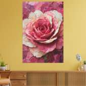 Pink and Cream Rose Texture Abstract Wall Art キャンバスプリント (インサイチュ (リビング))