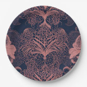 Pink and dark blue shapes AI art  ペーパープレート (正面)