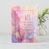 Pink and Gold 16th Birthday Party 招待状 (スタンド正面)