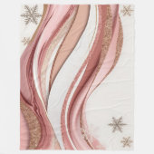 Pink and Gold Abstract Glitter Waves Blanket フリースブランケット (正面)