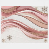 Pink and Gold Abstract Glitter Waves Blanket フリースブランケット (正面(横))