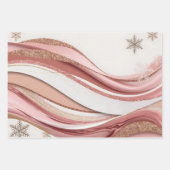 Pink and Gold Abstract Glitter Waves Wrapping Pape ラッピングペーパーシート (正面2)