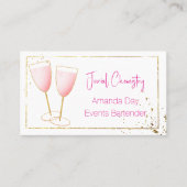 Pink and Gold Bartender-Barmaid Business Card 名刺 (正面)