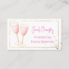 Pink and Gold Bartender-Barmaid Business Card 名刺