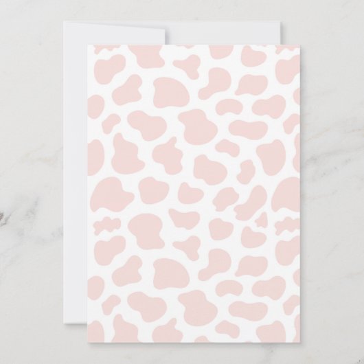 Pink And Gold Boho Florals Cow Birthday Party  招待状 (裏面)