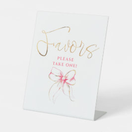 Pink and Gold Bow Bridal Shower Favors 台座サイン