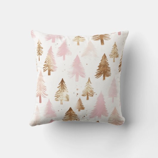 Pink and Gold Christmas Trees  クッション (裏面)