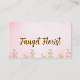 pink and gold cute watercolor floral business card 名刺