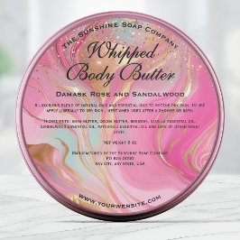 Pink and Gold Glitter Body Butter Jar Label ラウンドシール