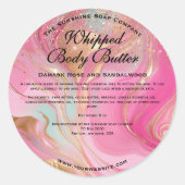 Pink and Gold Glitter Body Butter Jar Label ラウンドシール (正面)