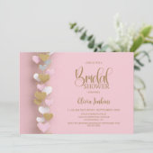 Pink and Gold Hearts Bridal Shower 招待状 (スタンド正面)