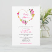 Pink and Gold Hearts Valentine Baby Shower 招待状 (スタンド正面)