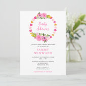 Pink and Gold Hearts Valentine Baby Shower 招待状 (スタンド正面)