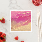 Pink and Gold Marble Elegant スタンダードカクテルナプキン (インサイチュ)
