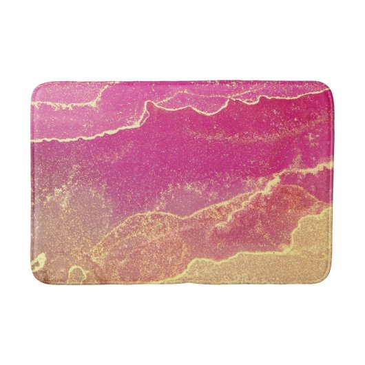 Pink and Gold Marble Elegant バスマット (正面)