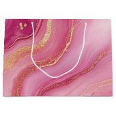 Pink and Gold Marble Elegant ラージペーパーバッグ (正面)