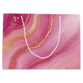 Pink and Gold Marble Elegant ラージペーパーバッグ (裏面)
