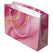 Pink and Gold Marble Elegant ラージペーパーバッグ (裏面アングル)