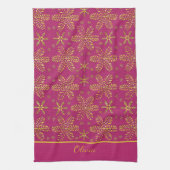 Pink and Gold Personalized キッチンタオル (縦)