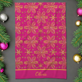 Pink and Gold Personalized キッチンタオル