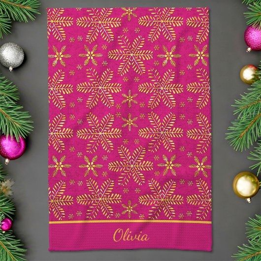 Pink and Gold Personalized キッチンタオル